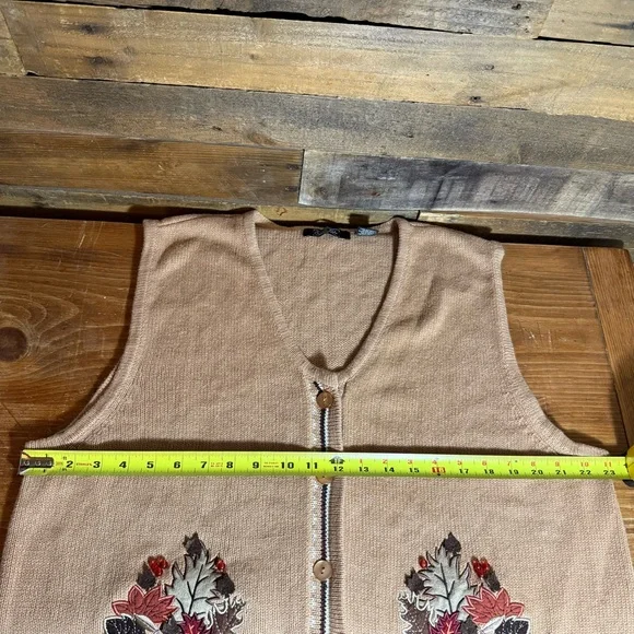 Crystal Kobe‎ Vintage Knit Sweater Vest Womens XXL Autumn Fall Acorn Leaves 90s - Picture 6 of 7